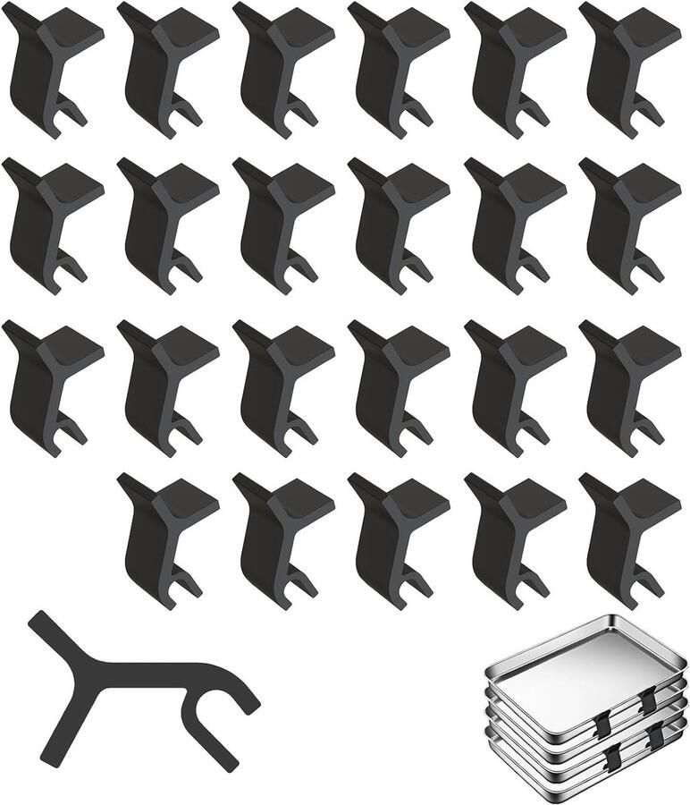 24 Stuks Plastic Bakplaat Organizer Stabiliserende Steun voor Bakplaten Ideaal voor Cookies en Feestelijke Presentaties (Zwart)