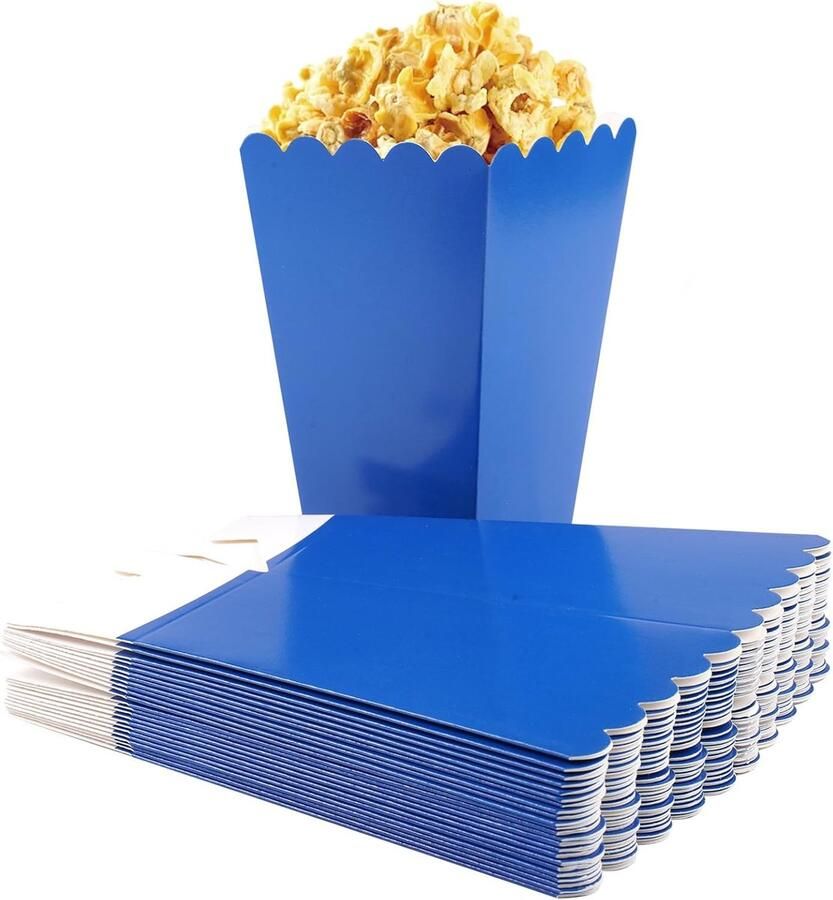 24 Stuks Popcorndozen Mini Papieren Popcorn Box Voedsel Veilig Popcorncontainers Plat Ontwerp Voor Feesten Films Bruiloften