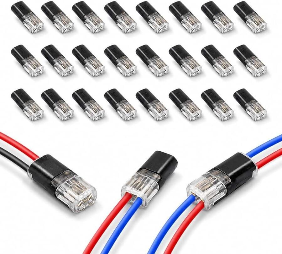 24 stuks snelkoppelingen 2-polig laagspanningsdraad 18-22 AWG herbruikbaar waterdicht en betrouwbaar ideaal voor voertuigen audio video led en elektrische projecten