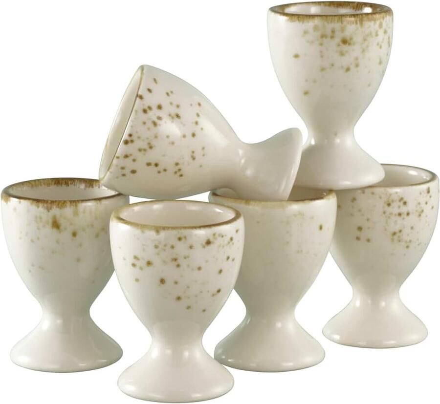 24657 serie Nature Collection Creme 6-delige serviesset voor 6 personen eierdopset van aardewerk vaatwasser- en magnetronbestendig kwaliteitsie