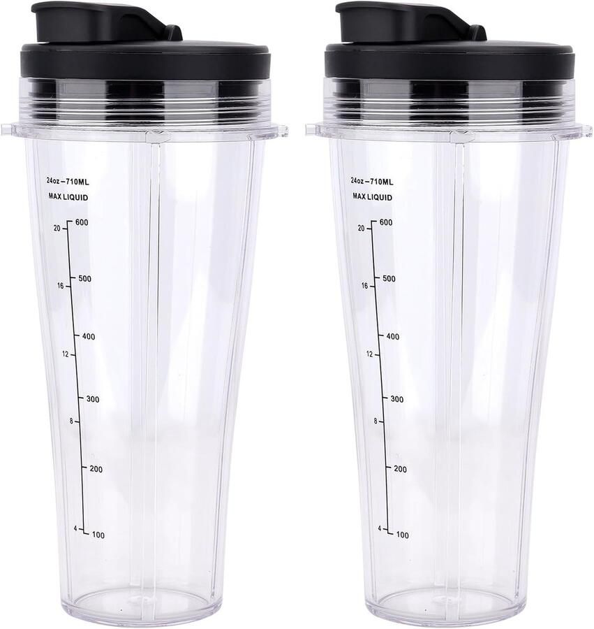 24oz Vervangbekers met Ventieldeksel voor Blender 2 Stuks Geschikt voor Ninja Blender Onderdelen BPA-vrij Duurzaam Plastic