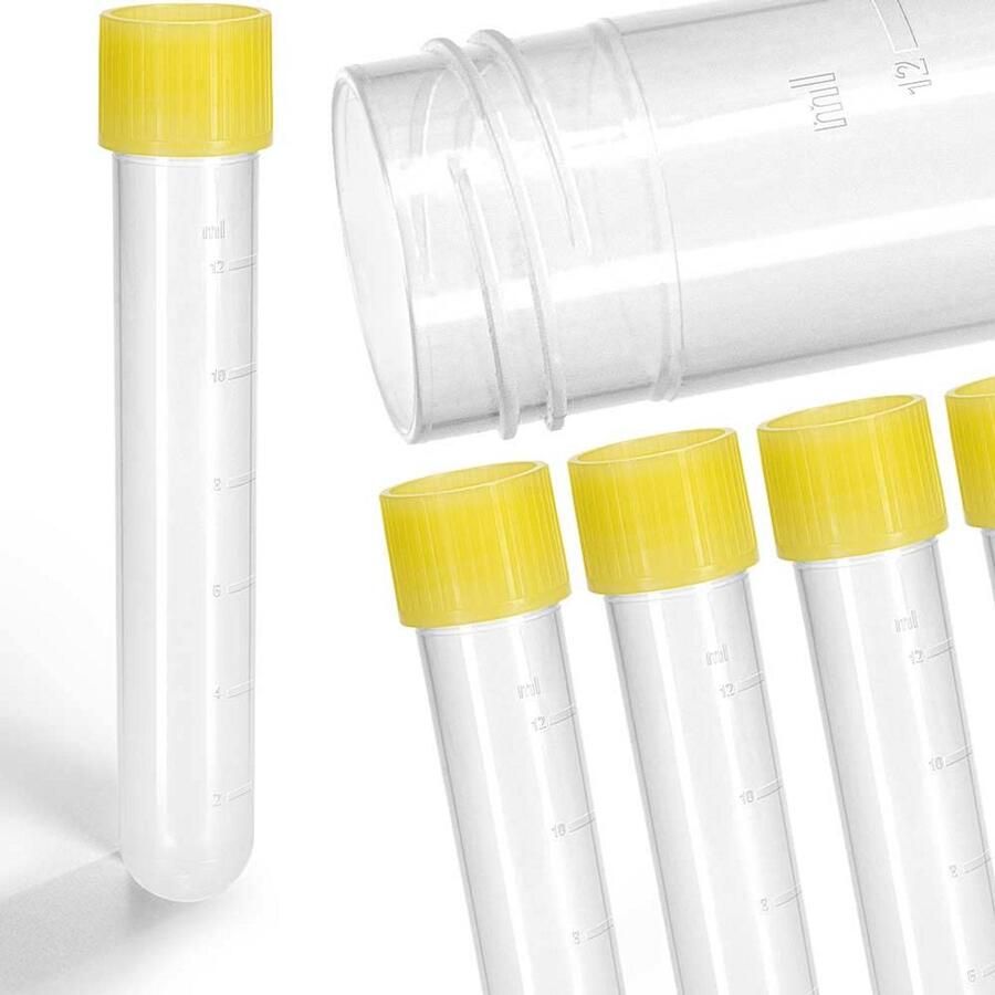 25 Stuks Centrifugebuizen 14 ml met Schroefdop Autoclaveerbaar en Lekdicht