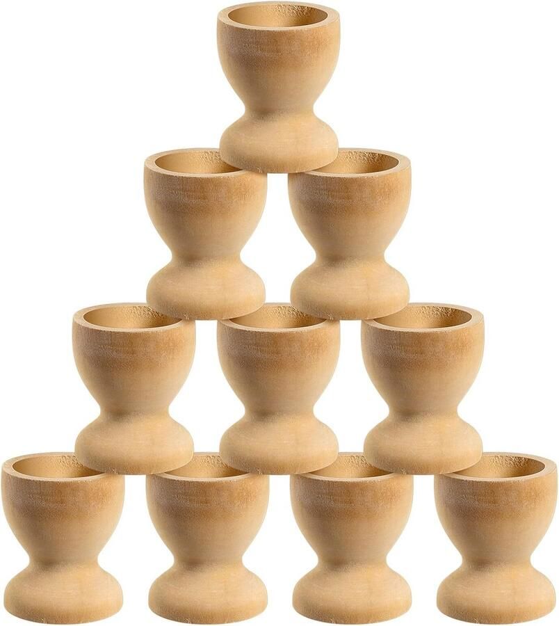 25 Stuks Houten Eierdopjes Onbewerkt Draagbare Houten Eierhouders voor Jongen Meisje DIY Schilderen Paasdecoratie Compacte Eierdoppen voor Ontbijt Knutselplezier