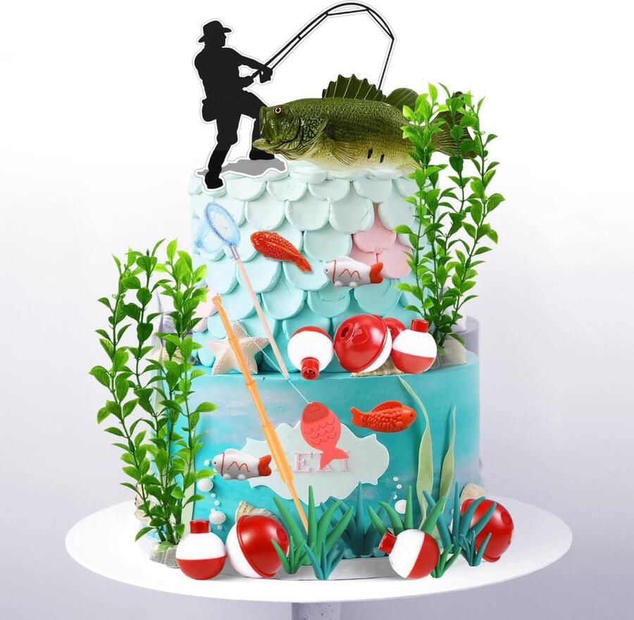 25 stuks vissen taartdecoratie vissen taarttoppers in vis decoratie voor de decoratie van alle soorten taarten of desserts voor visthemaverjaardagsfeesten vakantiefeesten toernooifeesten doop