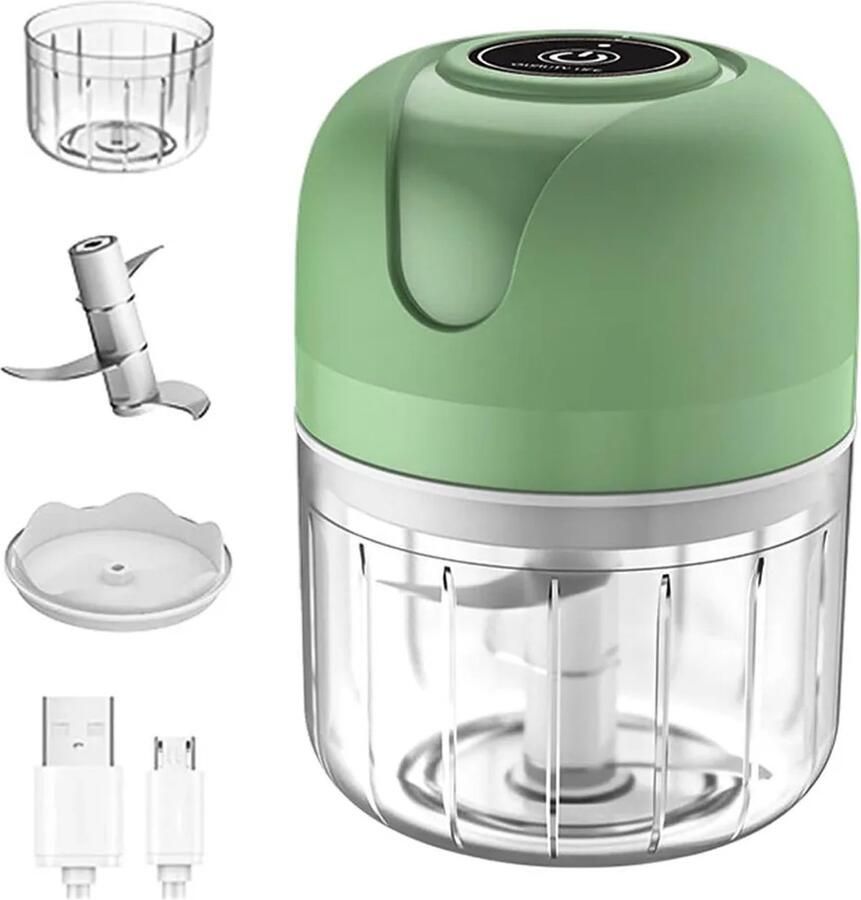 250 ml elektrische hakmolen – mini knoflookhakmolen en groentesnijder USB oplaadbaar multifunctionele hakmolen Geschikt voor in de keuken en Geschikt voor het bereiden van babyvoeding