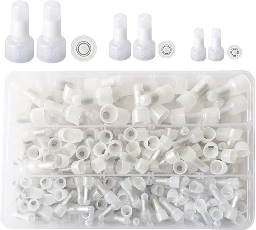 250 stuks gesloten eindkrimpconnectoren nylon draad krimpdoppen terminal connectoren assortiment kit 22-16 16-14 12-10 AWG ANM