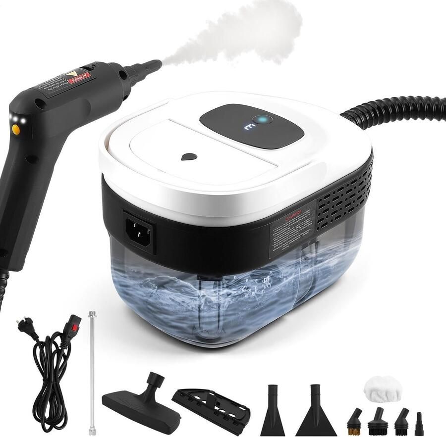 2500 W handstoomreiniger 6 borstels 1600 ml tank 3 bar draagbare stoomreiniger met 3 instelbare snelheden multifunctioneel gebruik thuis voor ramen afzuigkappen stoffen