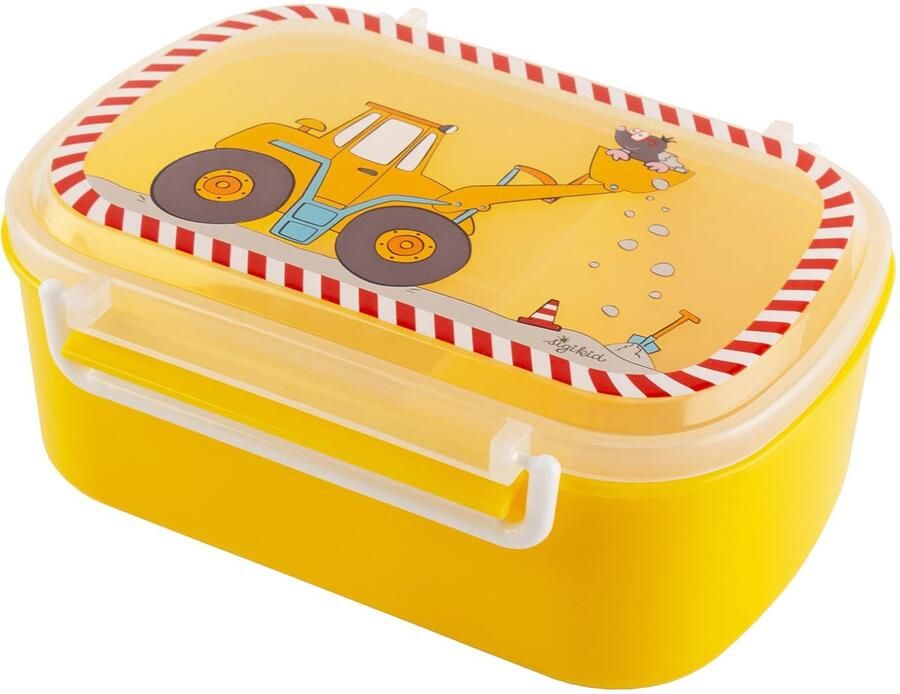 25267 Bodo graafmachine BPA-vrij veilig licht met beugelsluiting lunchbox met inzetstuk voor lunch ontbijt kleuterschool voor kinderen vanaf 2 jaar geel Bodo graafmachine 17 x 11 x