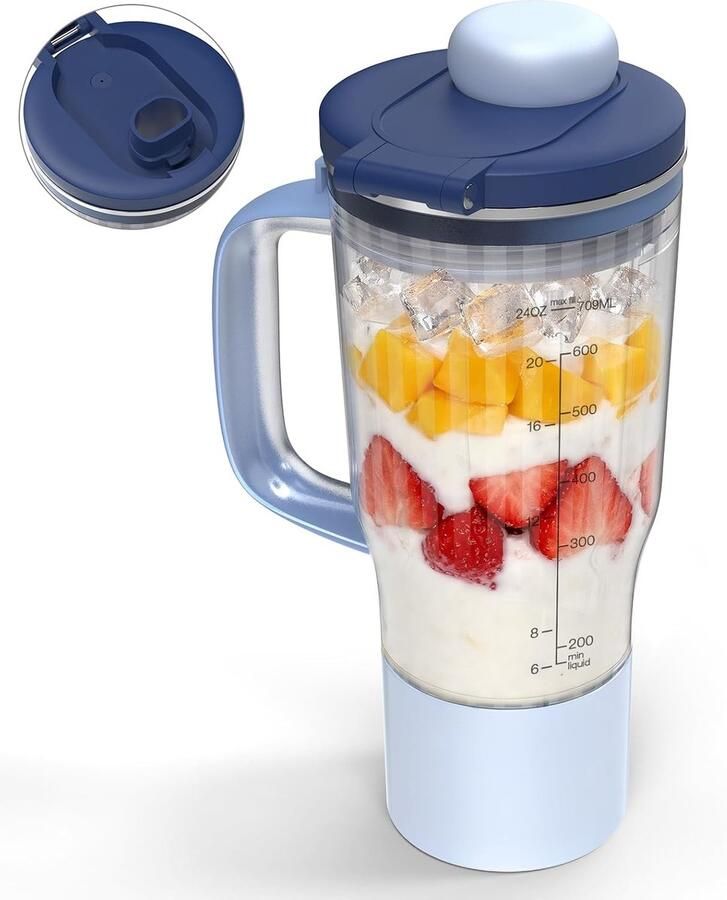 26oz Blenderbeker Vervanging voor Ninja BlendBOSS Reisbeker met Drinkdop & Afdichtingsdeksel Compatibel met Ninja DB301 DB351 Blender (Cyberspace)