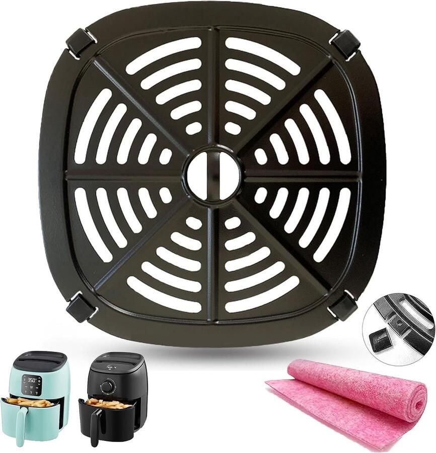 2.6QT Airfryer Crisper Lade & Grillrooster Non-Stick & Vaatwasmachinebestendig