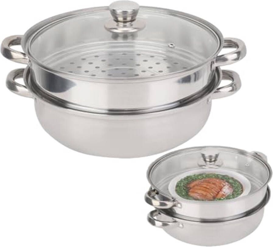 27 cm Roestvrij Stalen Stoompan 2-delig Kookgerei met Broodvorm