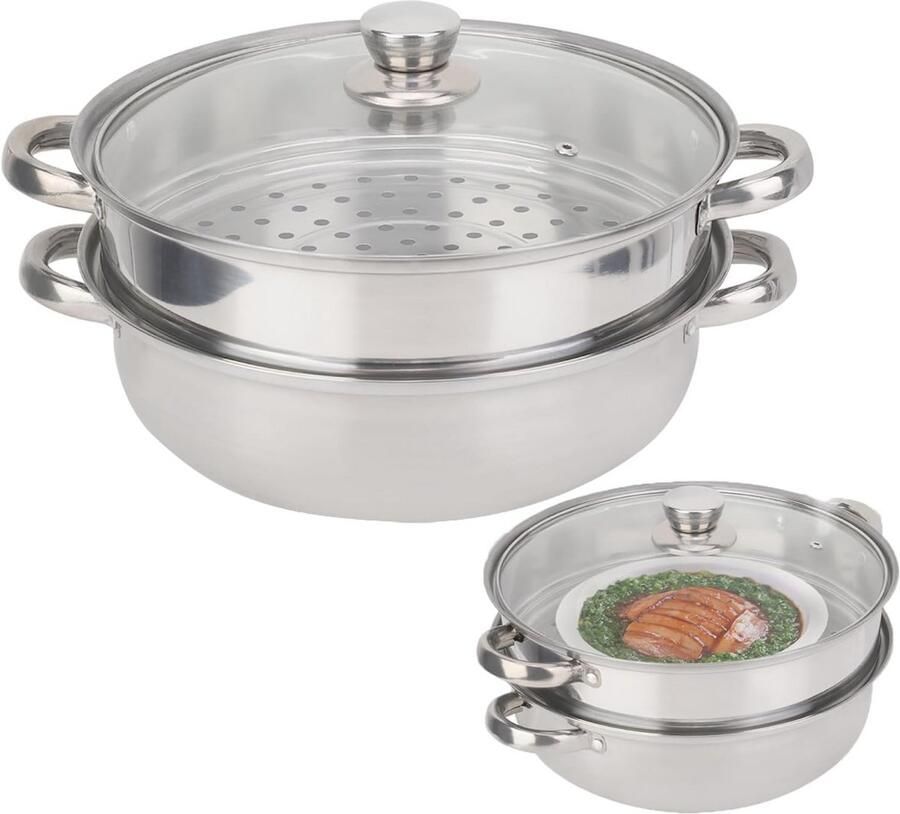 27 cm Roestvrij Stalen Stoompan 2-delig Kookgerei met Broodvorm