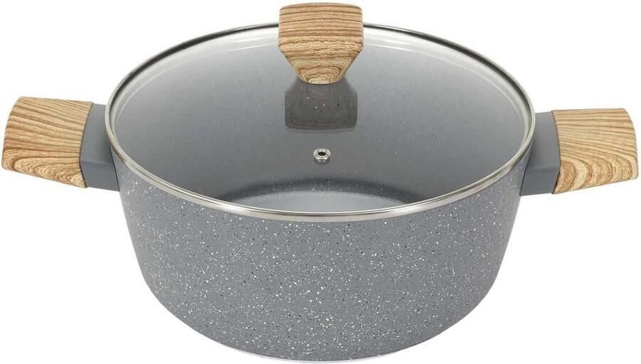 28 cm braadpan van gegoten aluminium met anti-aanbaklaag en houteffect handvat ideaal voor stoofschotels en groenten