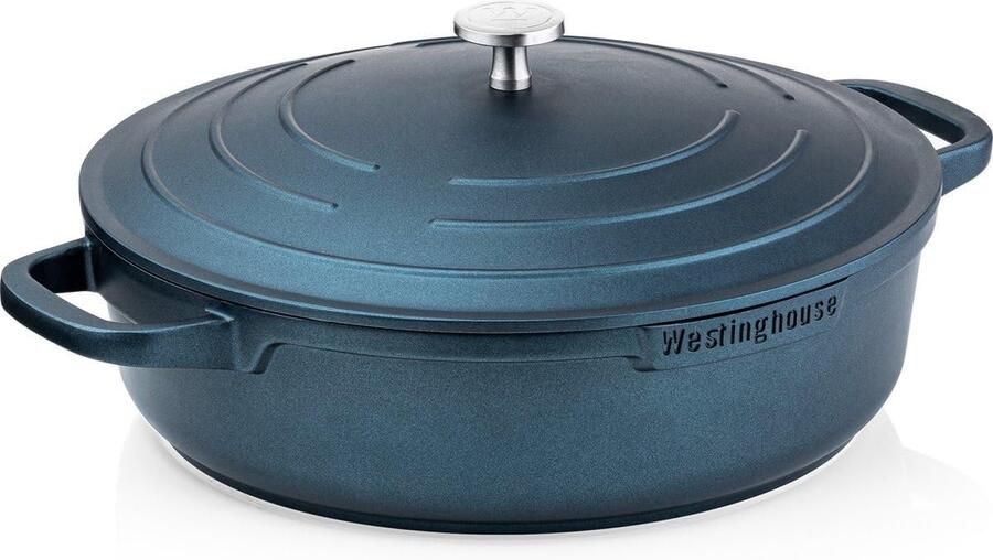 28 cm Inductie Stoofpan met Deksel Geschikt voor Alle Warmtebronnen Hoogwaardige Kookpan in Blauw