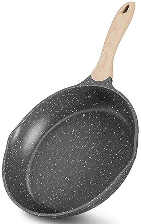 28 cm Inductiekookpan met Antiaanbaklaag en Hittebestendig Houten Handvat Geschikt voor Alle Kookplaten