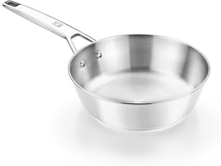 28 cm Koekenpan van RVS met Antiaanbaklaag en Drievoudige Diffusiebodem Geschikt voor Inductie en Alle Fornuizen