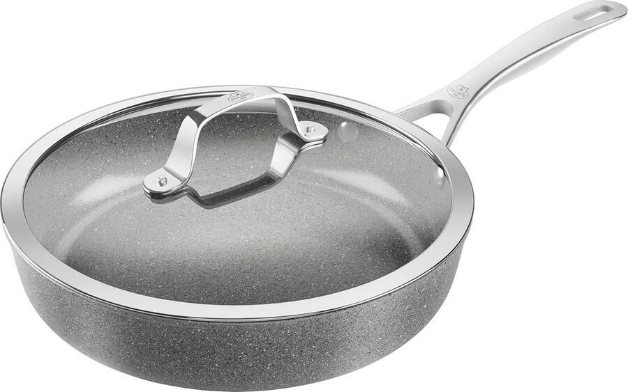 28 cm Stoofpan met deksel Krasbestendige keramische antiaanbaklaag voor alle warmtebronnen Geschikt voor inductie