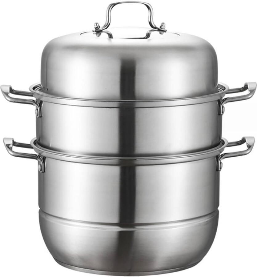 28 cm Stoompan van Duurzaam RVS Geschikt voor Inductie Elektrisch Gas en Halogeen Koken