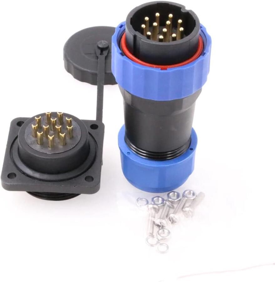 28 MM Vierkante Waterdichte IP68 Aviation LED Connector Voeding Plug Socket Bulkhead Mannelijke Vrouwelijke Connector (Square 12pin)