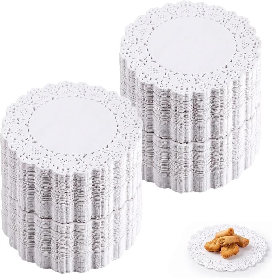280 ronde papieren onderzetters van 13 5 cm (5 inch) elegante witte kanten placemats voor taarten en desserts wegwerpbare papieren placemats voor feesten kerstavond en bruiloften