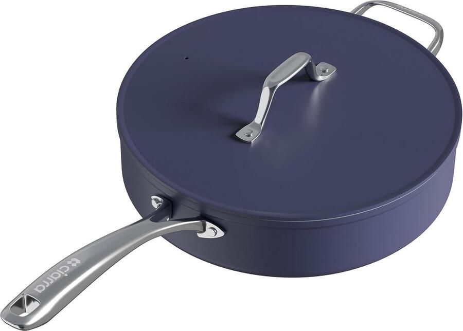 Hapjespan Keramiek Diepe Koekenpan Gezond Koken Ovenbestendig 28 cm Blauw - Foto 2