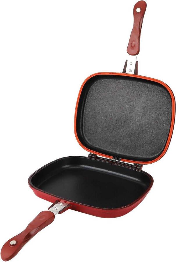 28cm Vierkante Anti-aanbak Kookpan Dubbelzijdige Koekenpan Voor Camping Sandwich Broodrooster Grill Indoor Outdoor Gebruik