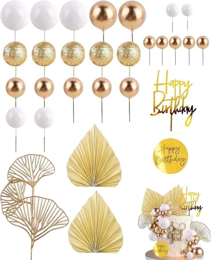29 stuks taartdecoratie in boho-stijl gemakkelijk te plaatsen taarttoppers stijlvolle taartdecoratie met gouden accenten voor verjaardagen en bruiloften