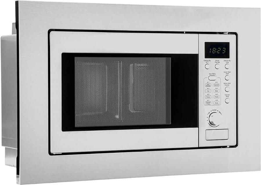 2in1 inbouw magnetron met grill 20 liter 8 automatische programma's ontdooifunctie grillrooster en draaiplateau (Ø 24.5 cm) 800 watt roestvrij staal MWG 2215 EB