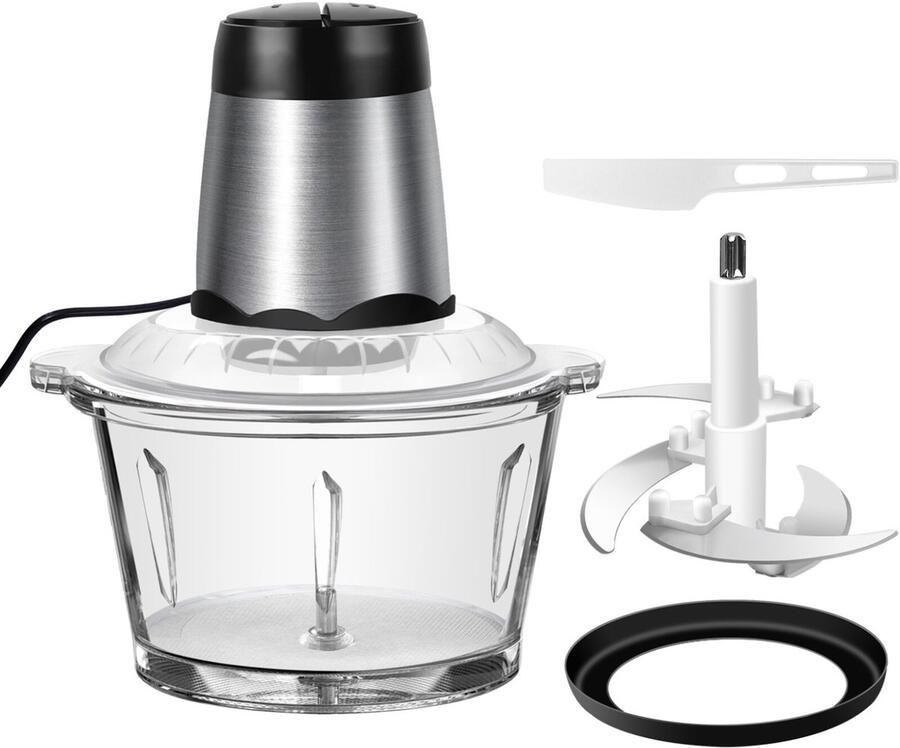 2L Food Chopper Multifunctionele Keukenmachine met Glazen Kom Sterke Motor Voor Vlees Ui Knoflook & Sausen