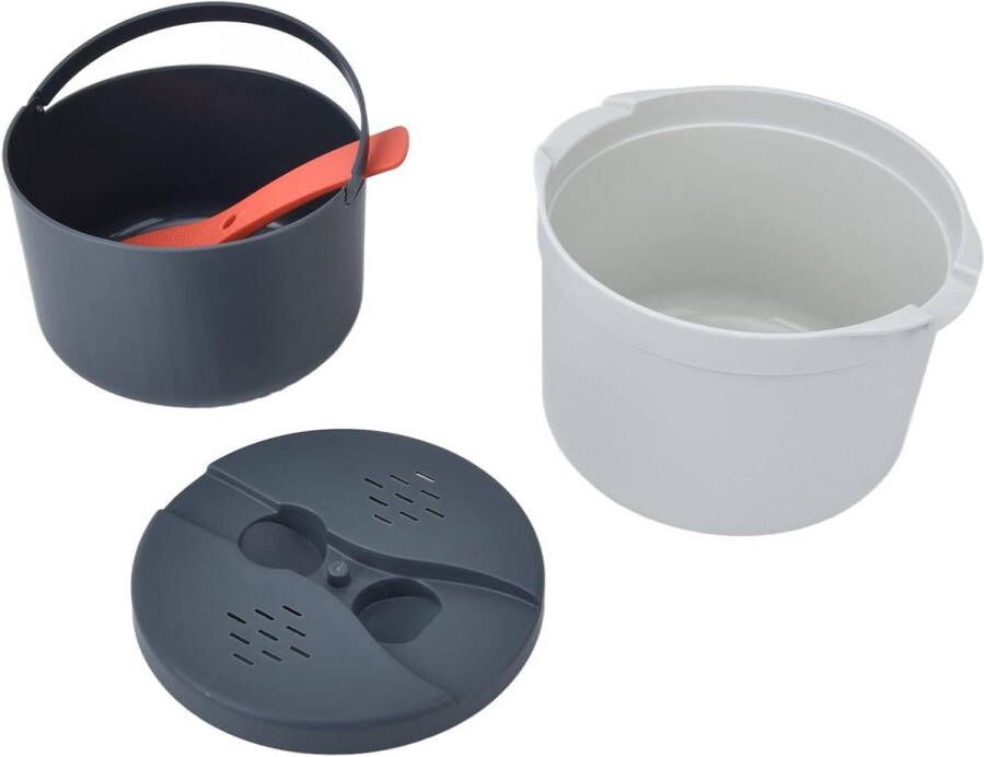 2L Magnetron Rijstkoker Food Grade PP Materiaal Rijstmaker met Rijstlepel Deksel Zeef en Stomende Pot Vaatwasmachinebestendig Magnetron Rijststoomboot (Oranje) - Foto 2