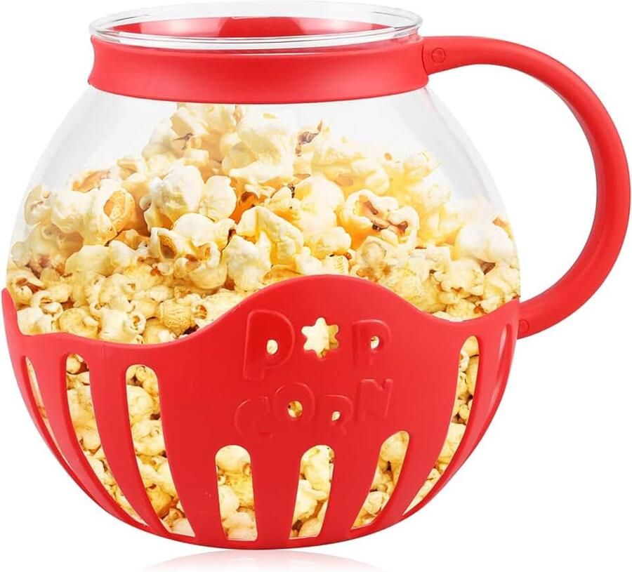 2L Popcorn Maker Machine Magnetron Popcorn Popper Borosilicaat Glazen Kom Gezond Minder Vet Laag Calorie BPA Gratis Snack Pop Maïs Luchtpoppers Voor Kinderen Filmavonden Feesten Thuis