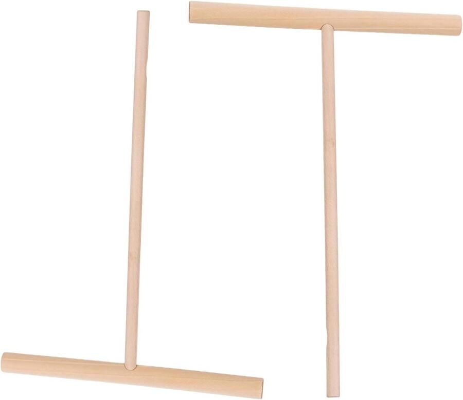 2pcs crepe spreader wooden crepe maker spatula pancake batter spreader T-shaped tool stick for flat tortilla shells Galettes-round food pastry tools crepe makers
