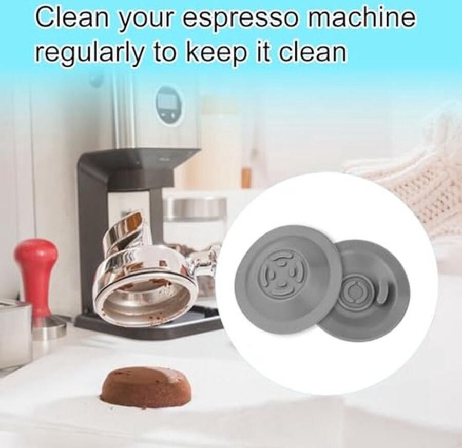 2Stuks Reinigingsschijven voor Breville Koffiemachine 54mm Silicone Terugspoelen Schijven Compatibel met BES870XL BES878BSS BES880 BES840XL BES810BSS - Foto 1