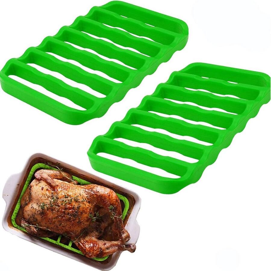 2x Anti-Aanbak Rooster voor Ovens & BBQ Hittebestendig Siliconen Koelrek