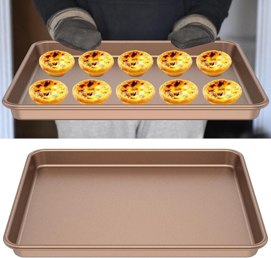 2x Bakplaten Carbon Staal 32x27cm Anti-aanbaklaag Ovenbestendig