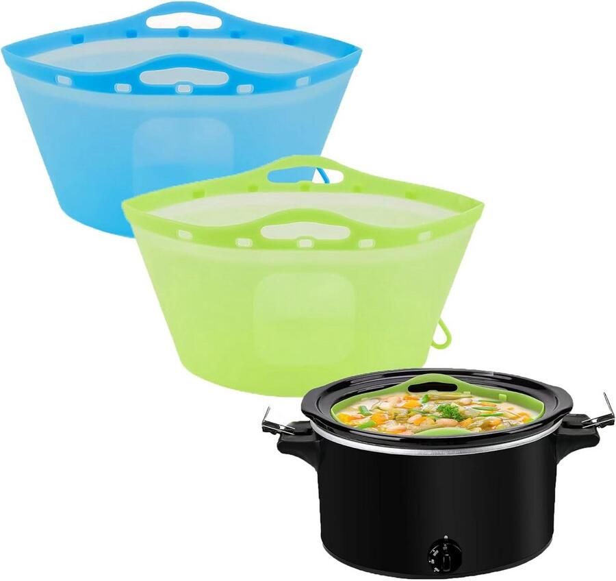 2x Herbruikbare Siliconen Slowcooker Liners voor 6 7 8 & 10 Liter Hittebestendig & Eenvoudig Schonen