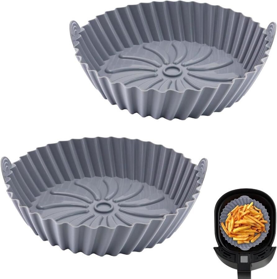 2x Herbruikbare Siliconen Vorm voor Heteluchtfriteuse Airfryer Accessoire & Bakpapier Vervanger