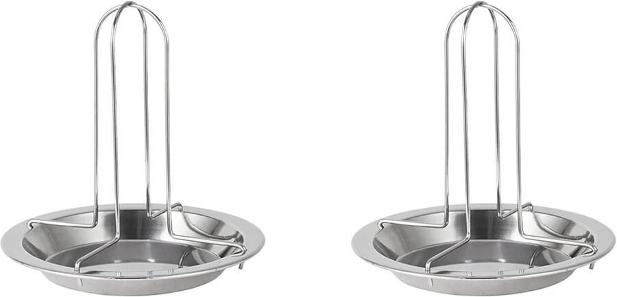 2X Kippenbraadrek Bakken Kookpannen Anti-Aanbak BBQ Grillrek Standaard Houder Schaal met BBQ Accessoires Gereedschap