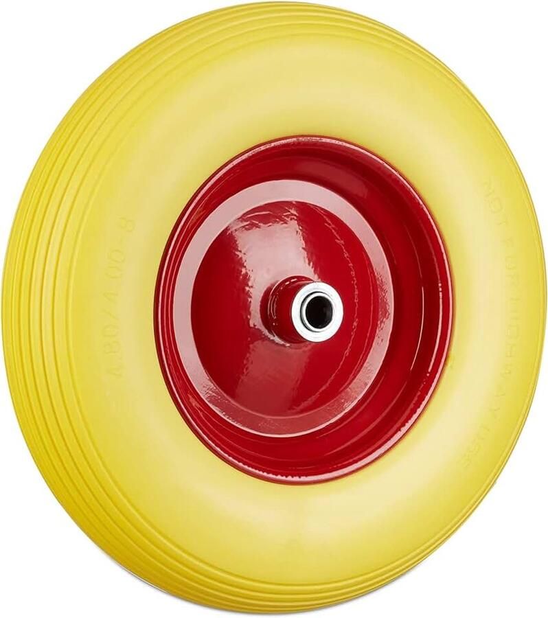 2x kruiwagenwiel 4.80 4.00-8 rubberband stalen velg tot 100 kg antilek band reservewiel geel-rood