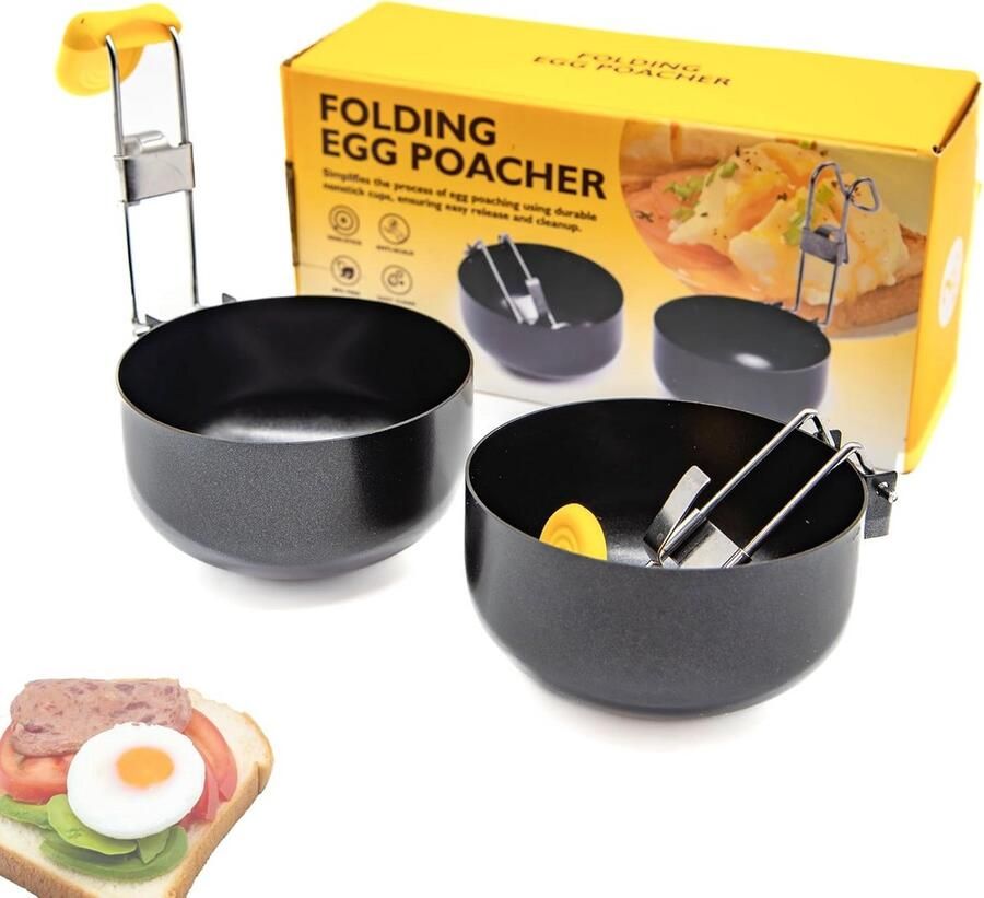 2x Opvouwbare Eierpocheerder Antiaanbak & Hittebestendig Inklapbare Rond Vorm met Ophanghaken
