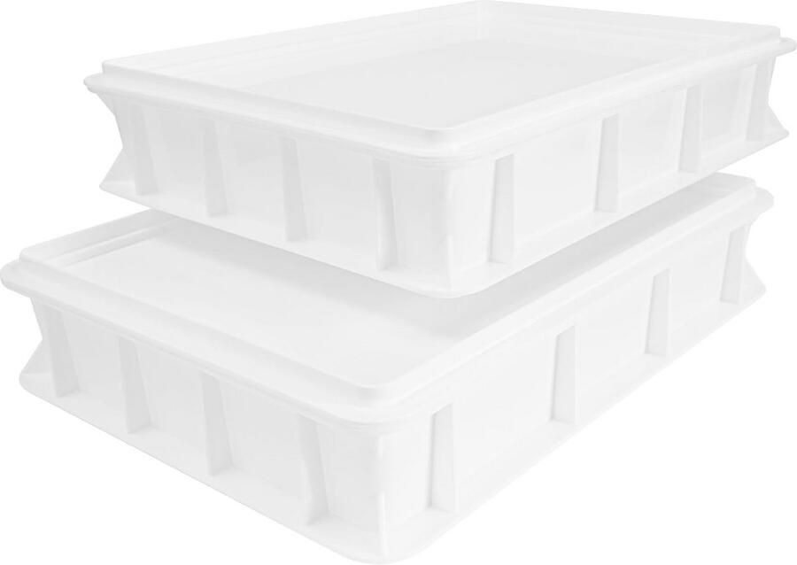 2x Pizzadeegbox met Deksel 40x30x7 5 cm Stapelbare Deegbakken voor Pizza en Brood BPA-vrij Voedselveilig