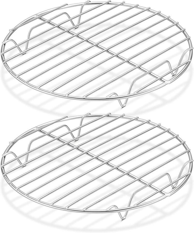 2x RVS Koelrooster Rond Ø 23 cm Bak- en Taartrooster voor Koelen Koken en Stomen