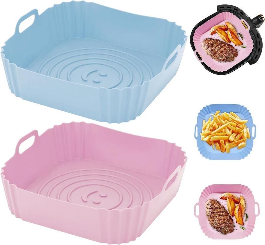 2x Siliconen Bakvormen voor Airfryer – Herbruikbare Luchtfriteuse Accessoires – 22 5 cm