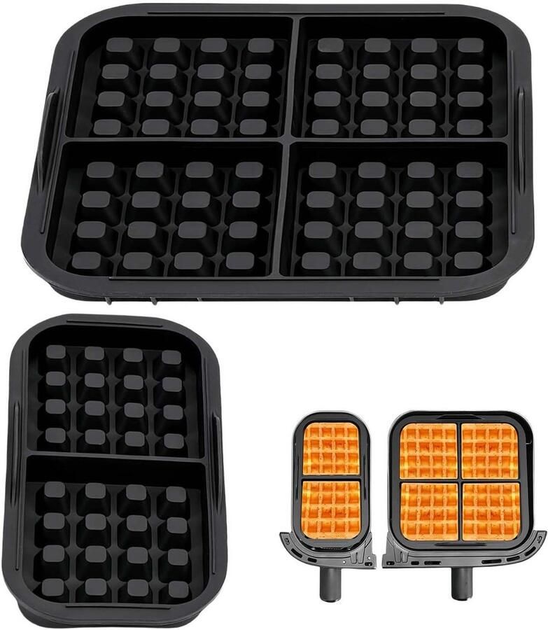 2x Siliconen Wafelbakvorm Set voor Airfryer en Oven Belgische Wafels Bakaccessoire