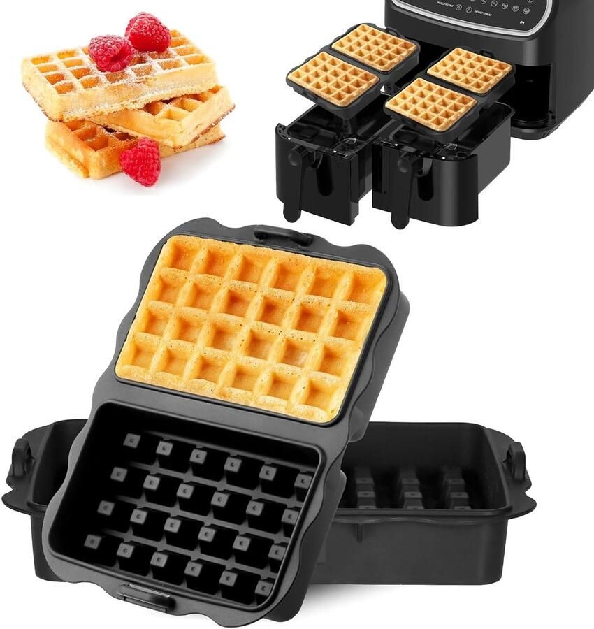 2x Siliconen Wafelvorm voor Heteluchtfriteuse Duurzaam en Stapelbaar Bakvorm