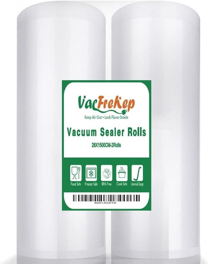 2x Vacumeerzakken Rollen Set (28x15m) Commerciële Kwaliteit voor Voedselopslag en Sous Vide