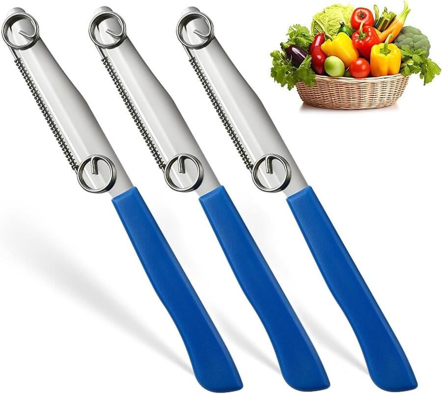 3-delig snelsnijmes 3-in-1 multifunctioneel fruitmes fruitschaalmes met verstelbare veer snijmes voor fruit en groenten van roestvrij staal voor komkommer aardappel wortel