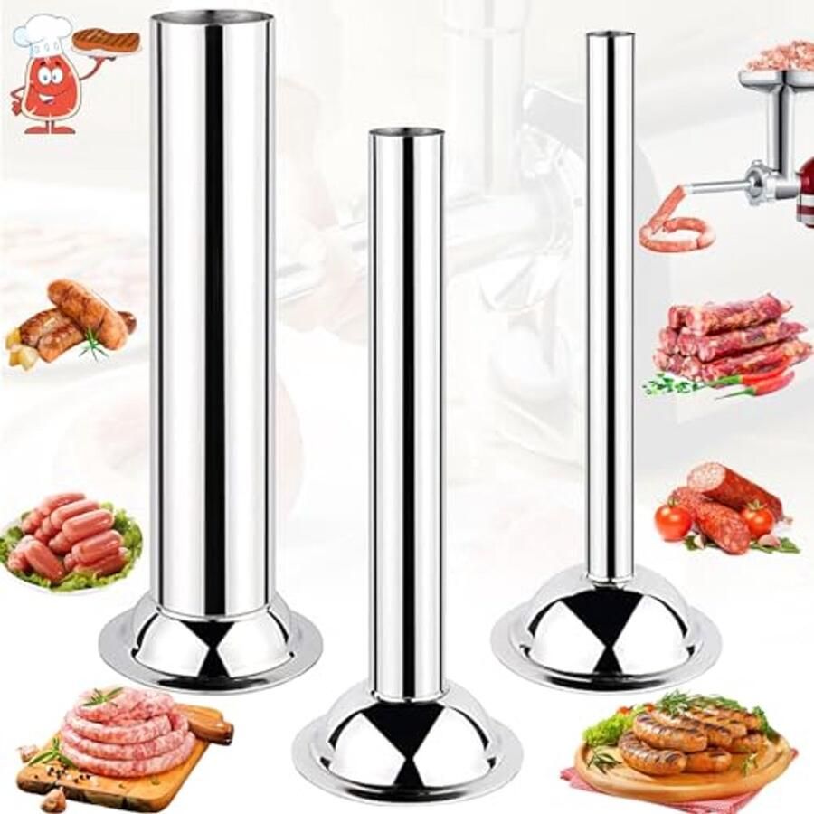3-delig Worst Stuffer Kit met Roestvrij Stalen Buizen voor Vleesmolen