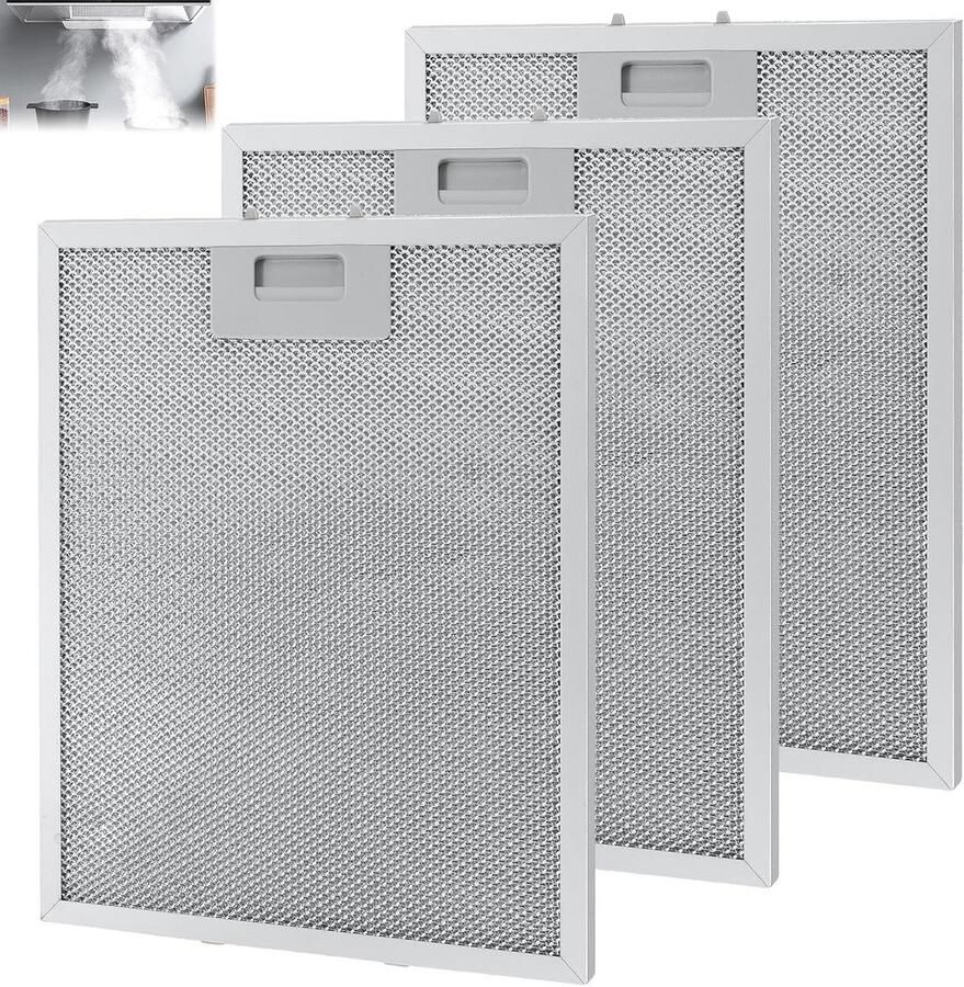 3-delige Aluminium Vettfilter voor Afzuigkap 320 x 260mm Verwijderbaar 5-laags en Compatibel met Merken