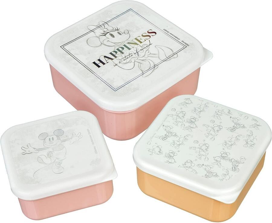 3-delige broodtrommelset voor kinderen Minnie Mouse kleuterschool sandwichbox school broodtrommel van kunststof BPA-vrij sandwichbox lunchbox